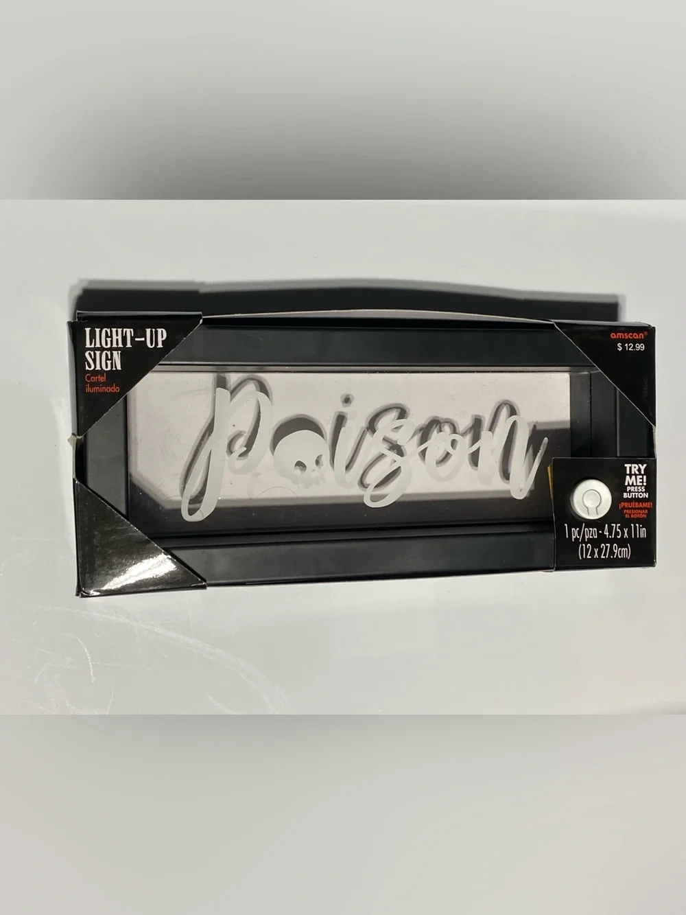 Poison Halloween Decoration Spooky Scary Party Light-Up Sign 11” X 4.75”